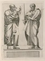 An illustration from Vita di San Diego, dipinta nella Cappella di S. Giacomo de Spagnuoli in Roma da Annibale Carracci (1646)