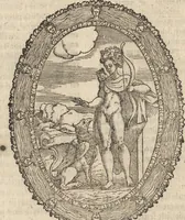 An illustration from Tractatvs de restitvtione in integrvm absolvtissimvs : in qvo omnia qvae in amplissimo huius materi[ae] campo tam practicis, quàm theoricis scitu digna sunt & necessaria, varietate casuum & exemplorum pr[ae]stantia ad amussim explicita et illustrata comprehendentur : avctore Ioanne Mavritio ... contextus, & in lucem editus : iam vero mendis innvmeris, qvibvs editio prior deformata scatebat, sublatis, integritati ac nitori pristino restitutus, & svmmariis, vnicuique capiti praepositis, in gratiam studiosorum auctus : cum indice rerum omnium in hoc opere memorabilium locupletissimo (1576)