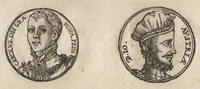 An illustration from Promtvarii iconvm insigniorvm à secvlo hominvm, subiectis eorum vitis, per compendiũ ex probatissimis autoribus desumptis, editio secunda : illustrium virorum, qui à prima successerunt, imaginibus aucta atque locupletata (1578)