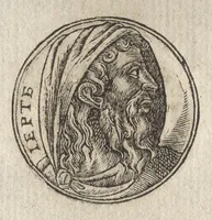An illustration from Promtvarii iconvm insigniorvm à secvlo hominvm, subiectis eorum vitis, per compendiũ ex probatissimis autoribus desumptis, editio secunda : illustrium virorum, qui à prima successerunt, imaginibus aucta atque locupletata (1578)