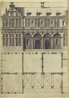 An illustration from Architectvra, oder, Bauung der Antiquen auss dem Vitruuius : woellches sein funff Collummen orden, daer auss mann alle Landts gebreuch vonn Bauuen zu accommodierē : dienstlich fur alle Bawmaystren Maurrer, Stainmetzlen, Schreineren, Bildtshneidren, vnd alle Liebhabernn der Architecturen (1582)