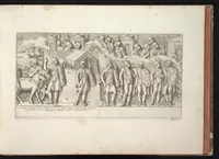An illustration from Colonna Traiana eretta dal Senato e popolo romano all'imperatore Traiano Augusto nel suo foro in Roma. Scolpita con l'historie della guerra dacica la prima e la seconda espeditione, e vittoria contro il re Decebalo (1672)