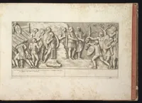 An illustration from Colonna Traiana eretta dal Senato e popolo romano all'imperatore Traiano Augusto nel suo foro in Roma. Scolpita con l'historie della guerra dacica la prima e la seconda espeditione, e vittoria contro il re Decebalo (1672)