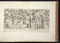 An illustration from Colonna Traiana eretta dal Senato e popolo romano all'imperatore Traiano Augusto nel suo foro in Roma. Scolpita con l'historie della guerra dacica la prima e la seconda espeditione, e vittoria contro il re Decebalo (1672)