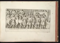 An illustration from Colonna Traiana eretta dal Senato e popolo romano all'imperatore Traiano Augusto nel suo foro in Roma. Scolpita con l'historie della guerra dacica la prima e la seconda espeditione, e vittoria contro il re Decebalo (1672)