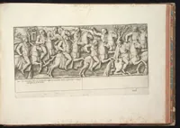 An illustration from Colonna Traiana eretta dal Senato e popolo romano all'imperatore Traiano Augusto nel suo foro in Roma. Scolpita con l'historie della guerra dacica la prima e la seconda espeditione, e vittoria contro il re Decebalo (1672)