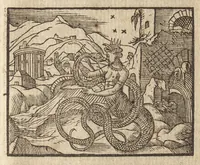 An illustration from Pvb. Ovidii Nasonis Metamorphoseon libri XV : post omnes omnium editiones emendati, & recens cum scholiis in margine, ac breuissimis in singulas quasque fabulas argumentis illustrati, tum artificiosis picturis : in gratiam studiosae iuuentutis, nunc primum editis : cum indice fabularum copiosissimo (1583)