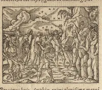 An illustration from Pvb. Ovidii Nasonis Metamorphoseon libri XV : post omnes omnium editiones emendati, & recens cum scholiis in margine, ac breuissimis in singulas quasque fabulas argumentis illustrati, tum artificiosis picturis : in gratiam studiosae iuuentutis, nunc primum editis : cum indice fabularum copiosissimo (1583)