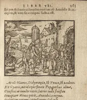 An illustration from Pvb. Ovidii Nasonis Metamorphoseon libri XV : post omnes omnium editiones emendati, & recens cum scholiis in margine, ac breuissimis in singulas quasque fabulas argumentis illustrati, tum artificiosis picturis : in gratiam studiosae iuuentutis, nunc primum editis : cum indice fabularum copiosissimo (1583)