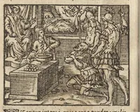 An illustration from Pvb. Ovidii Nasonis Metamorphoseon libri XV : post omnes omnium editiones emendati, & recens cum scholiis in margine, ac breuissimis in singulas quasque fabulas argumentis illustrati, tum artificiosis picturis : in gratiam studiosae iuuentutis, nunc primum editis : cum indice fabularum copiosissimo (1583)