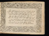 An illustration from Il primo libro di scrivere di Iacomo Romano : dove s'insegna la vera maniera delle cancellaresche corsive, e di tvtte qvelle sorti di lettere che a vn bvon scrittore si appartengono di sapere, & che al presente sono in vso : con li avertimenti et regole, sopra ciascvna sorte di lettera, con le quali ogni mediocre ingegno potrà facilmente da se stesso imparare : con il modo di temperar le penne per dette forti di lettere, & come si deuono tenere in mano, per scriuer bene (1589)