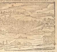 An illustration from Le cose meravigliose dell'alma città di Roma : doue si tratta delle chiese, stationi, reliquie, corpi santi, che vi sono : e diuersi maritaggi di pouere zitelle, che si fanno : con la guida romana, che insegna facilmente à forastieri di ritrouare le cose più notabili di Roma : li nomi de' sommi pontefici, imperatori, & altri principi christiani : con le principali poste d'Italia : con aggiunta d'altre cose fatte da Clemente VIII. Paolo V. e di Vrb. VIII. di F.M. : con le sette merauiglie del mondo, & altre cose notabili (1650)