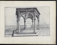 Picture 33 of 38 from Perspective, id est, Celeberrima ars inspicientis aut transpicientis oculorum aciei : in pariete, tabula aut tela depicta, in qua demonstrantur quaedam tam antiqua, quam nova aedificia, templorum, sive aedium, aularum, cubicularum, ambulaciorum, platearum, xystorum, hortorum, fororum, viarum et hujusmodi alia, quae nituntur suis fondamentalibus lineis, quorum fondamentum descriptionibus clare exsplicatur, perutilis ac necessaria, omnibus pictoribus, sculptoribus, statuariis, fabriferrariis, architectis, inventoribus, cæmentariis, scrinariis, fabrilignariis, & omnibus artium amatoribus, qui huic arti operam dare volent, majori cum voluptate, & minori cum labore (1604), leaf 162