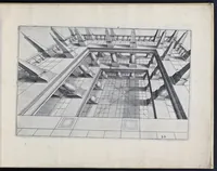 Picture 36 of 38 from Perspective, id est, Celeberrima ars inspicientis aut transpicientis oculorum aciei : in pariete, tabula aut tela depicta, in qua demonstrantur quaedam tam antiqua, quam nova aedificia, templorum, sive aedium, aularum, cubicularum, ambulaciorum, platearum, xystorum, hortorum, fororum, viarum et hujusmodi alia, quae nituntur suis fondamentalibus lineis, quorum fondamentum descriptionibus clare exsplicatur, perutilis ac necessaria, omnibus pictoribus, sculptoribus, statuariis, fabriferrariis, architectis, inventoribus, cæmentariis, scrinariis, fabrilignariis, & omnibus artium amatoribus, qui huic arti operam dare volent, majori cum voluptate, & minori cum labore (1604), leaf 172