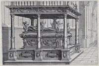 Picture 37 of 38 from Perspective, id est, Celeberrima ars inspicientis aut transpicientis oculorum aciei : in pariete, tabula aut tela depicta, in qua demonstrantur quaedam tam antiqua, quam nova aedificia, templorum, sive aedium, aularum, cubicularum, ambulaciorum, platearum, xystorum, hortorum, fororum, viarum et hujusmodi alia, quae nituntur suis fondamentalibus lineis, quorum fondamentum descriptionibus clare exsplicatur, perutilis ac necessaria, omnibus pictoribus, sculptoribus, statuariis, fabriferrariis, architectis, inventoribus, cæmentariis, scrinariis, fabrilignariis, & omnibus artium amatoribus, qui huic arti operam dare volent, majori cum voluptate, & minori cum labore (1604), leaf 174