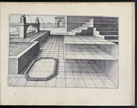 Picture 7 of 38 from Perspective, id est, Celeberrima ars inspicientis aut transpicientis oculorum aciei : in pariete, tabula aut tela depicta, in qua demonstrantur quaedam tam antiqua, quam nova aedificia, templorum, sive aedium, aularum, cubicularum, ambulaciorum, platearum, xystorum, hortorum, fororum, viarum et hujusmodi alia, quae nituntur suis fondamentalibus lineis, quorum fondamentum descriptionibus clare exsplicatur, perutilis ac necessaria, omnibus pictoribus, sculptoribus, statuariis, fabriferrariis, architectis, inventoribus, cæmentariis, scrinariis, fabrilignariis, & omnibus artium amatoribus, qui huic arti operam dare volent, majori cum voluptate, & minori cum labore (1604), leaf 50