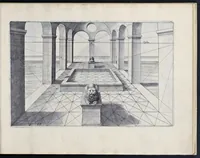 Picture 12 of 38 from Perspective, id est, Celeberrima ars inspicientis aut transpicientis oculorum aciei : in pariete, tabula aut tela depicta, in qua demonstrantur quaedam tam antiqua, quam nova aedificia, templorum, sive aedium, aularum, cubicularum, ambulaciorum, platearum, xystorum, hortorum, fororum, viarum et hujusmodi alia, quae nituntur suis fondamentalibus lineis, quorum fondamentum descriptionibus clare exsplicatur, perutilis ac necessaria, omnibus pictoribus, sculptoribus, statuariis, fabriferrariis, architectis, inventoribus, cæmentariis, scrinariis, fabrilignariis, & omnibus artium amatoribus, qui huic arti operam dare volent, majori cum voluptate, & minori cum labore (1604), leaf 66