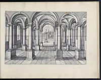 Picture 15 of 38 from Perspective, id est, Celeberrima ars inspicientis aut transpicientis oculorum aciei : in pariete, tabula aut tela depicta, in qua demonstrantur quaedam tam antiqua, quam nova aedificia, templorum, sive aedium, aularum, cubicularum, ambulaciorum, platearum, xystorum, hortorum, fororum, viarum et hujusmodi alia, quae nituntur suis fondamentalibus lineis, quorum fondamentum descriptionibus clare exsplicatur, perutilis ac necessaria, omnibus pictoribus, sculptoribus, statuariis, fabriferrariis, architectis, inventoribus, cæmentariis, scrinariis, fabrilignariis, & omnibus artium amatoribus, qui huic arti operam dare volent, majori cum voluptate, & minori cum labore (1604), leaf 78