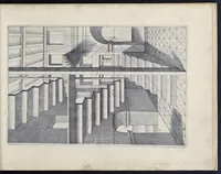 Picture 18 of 38 from Perspective, id est, Celeberrima ars inspicientis aut transpicientis oculorum aciei : in pariete, tabula aut tela depicta, in qua demonstrantur quaedam tam antiqua, quam nova aedificia, templorum, sive aedium, aularum, cubicularum, ambulaciorum, platearum, xystorum, hortorum, fororum, viarum et hujusmodi alia, quae nituntur suis fondamentalibus lineis, quorum fondamentum descriptionibus clare exsplicatur, perutilis ac necessaria, omnibus pictoribus, sculptoribus, statuariis, fabriferrariis, architectis, inventoribus, cæmentariis, scrinariis, fabrilignariis, & omnibus artium amatoribus, qui huic arti operam dare volent, majori cum voluptate, & minori cum labore (1604), leaf 86