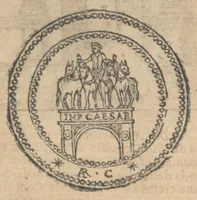 An illustration from Ritratto di Roma antica : nel quale sono figurati i principali tempij, teatri, anfiteatri, cerchi, naumachie, archi trionfali, curie, basiliche, colonne, ordine del trionfo, dignità militari, e ciuili, riti, cerimonie, & altre cose notabili : aggiuntoui di nuouo le vite, & effigie de' primi re di essa, e le grandezze dell'Imperio romano (1645)