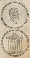 An illustration from Ritratto di Roma antica : nel quale sono figurati i principali tempij, teatri, anfiteatri, cerchi, naumachie, archi trionfali, curie, basiliche, colonne, ordine del trionfo, dignità militari, e ciuili, riti, cerimonie, & altre cose notabili : aggiuntoui di nuouo le vite, & effigie de' primi re di essa, e le grandezze dell'Imperio romano (1645)