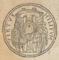 An illustration from Ritratto di Roma antica : nel quale sono figurati i principali tempij, teatri, anfiteatri, cerchi, naumachie, archi trionfali, curie, basiliche, colonne, ordine del trionfo, dignità militari, e ciuili, riti, cerimonie, & altre cose notabili : aggiuntoui di nuouo le vite, & effigie de' primi re di essa, e le grandezze dell'Imperio romano (1645)