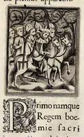 An illustration from Henrici Günteri Thülemarii ... Tractatio de Bulla Aurea, argentea, plumbea et cerea in genere, nec non in specie : de Aurea bulla Caroli IV imperatoris : Accedunt I. Textus Aureae bullae Caroli IV imper. anno 1356 Norimbergae & Metis sancitae ex autographo francofurtano fideliter descriptus. II. Copia MSti Aureae bullae Carolinae, quod in augustissima Bibliotheca vindobenensi invenitur ... III. & IV. Copiae duarum versionum germanicarum Aureae istius bullae, quae in dicta augustissima Bibliotheca caesarea & Curia francofurtana custodiuntur. V. Aurea bulla Andronici imperatoris constantinopolitani cum notis & addit. VI. Aurea bulla brabantina cum commentar. VII. Capitulatio Maximiliani II imperatoris ex originali, quod in serenissimi electoris palatini archivo adservatur, integra edita (1697)