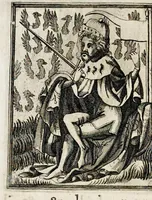 An illustration from Henrici Günteri Thülemarii ... Tractatio de Bulla Aurea, argentea, plumbea et cerea in genere, nec non in specie : de Aurea bulla Caroli IV imperatoris : Accedunt I. Textus Aureae bullae Caroli IV imper. anno 1356 Norimbergae & Metis sancitae ex autographo francofurtano fideliter descriptus. II. Copia MSti Aureae bullae Carolinae, quod in augustissima Bibliotheca vindobenensi invenitur ... III. & IV. Copiae duarum versionum germanicarum Aureae istius bullae, quae in dicta augustissima Bibliotheca caesarea & Curia francofurtana custodiuntur. V. Aurea bulla Andronici imperatoris constantinopolitani cum notis & addit. VI. Aurea bulla brabantina cum commentar. VII. Capitulatio Maximiliani II imperatoris ex originali, quod in serenissimi electoris palatini archivo adservatur, integra edita (1697)