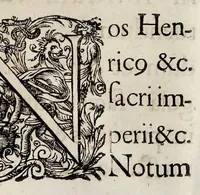 An illustration from Henrici Günteri Thülemarii ... Tractatio de Bulla Aurea, argentea, plumbea et cerea in genere, nec non in specie : de Aurea bulla Caroli IV imperatoris : Accedunt I. Textus Aureae bullae Caroli IV imper. anno 1356 Norimbergae & Metis sancitae ex autographo francofurtano fideliter descriptus. II. Copia MSti Aureae bullae Carolinae, quod in augustissima Bibliotheca vindobenensi invenitur ... III. & IV. Copiae duarum versionum germanicarum Aureae istius bullae, quae in dicta augustissima Bibliotheca caesarea & Curia francofurtana custodiuntur. V. Aurea bulla Andronici imperatoris constantinopolitani cum notis & addit. VI. Aurea bulla brabantina cum commentar. VII. Capitulatio Maximiliani II imperatoris ex originali, quod in serenissimi electoris palatini archivo adservatur, integra edita (1697)