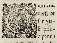 An illustration from Henrici Günteri Thülemarii ... Tractatio de Bulla Aurea, argentea, plumbea et cerea in genere, nec non in specie : de Aurea bulla Caroli IV imperatoris : Accedunt I. Textus Aureae bullae Caroli IV imper. anno 1356 Norimbergae & Metis sancitae ex autographo francofurtano fideliter descriptus. II. Copia MSti Aureae bullae Carolinae, quod in augustissima Bibliotheca vindobenensi invenitur ... III. & IV. Copiae duarum versionum germanicarum Aureae istius bullae, quae in dicta augustissima Bibliotheca caesarea & Curia francofurtana custodiuntur. V. Aurea bulla Andronici imperatoris constantinopolitani cum notis & addit. VI. Aurea bulla brabantina cum commentar. VII. Capitulatio Maximiliani II imperatoris ex originali, quod in serenissimi electoris palatini archivo adservatur, integra edita (1697)