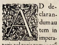 An illustration from Henrici Günteri Thülemarii ... Tractatio de Bulla Aurea, argentea, plumbea et cerea in genere, nec non in specie : de Aurea bulla Caroli IV imperatoris : Accedunt I. Textus Aureae bullae Caroli IV imper. anno 1356 Norimbergae & Metis sancitae ex autographo francofurtano fideliter descriptus. II. Copia MSti Aureae bullae Carolinae, quod in augustissima Bibliotheca vindobenensi invenitur ... III. & IV. Copiae duarum versionum germanicarum Aureae istius bullae, quae in dicta augustissima Bibliotheca caesarea & Curia francofurtana custodiuntur. V. Aurea bulla Andronici imperatoris constantinopolitani cum notis & addit. VI. Aurea bulla brabantina cum commentar. VII. Capitulatio Maximiliani II imperatoris ex originali, quod in serenissimi electoris palatini archivo adservatur, integra edita (1697)