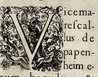 An illustration from Henrici Günteri Thülemarii ... Tractatio de Bulla Aurea, argentea, plumbea et cerea in genere, nec non in specie : de Aurea bulla Caroli IV imperatoris : Accedunt I. Textus Aureae bullae Caroli IV imper. anno 1356 Norimbergae & Metis sancitae ex autographo francofurtano fideliter descriptus. II. Copia MSti Aureae bullae Carolinae, quod in augustissima Bibliotheca vindobenensi invenitur ... III. & IV. Copiae duarum versionum germanicarum Aureae istius bullae, quae in dicta augustissima Bibliotheca caesarea & Curia francofurtana custodiuntur. V. Aurea bulla Andronici imperatoris constantinopolitani cum notis & addit. VI. Aurea bulla brabantina cum commentar. VII. Capitulatio Maximiliani II imperatoris ex originali, quod in serenissimi electoris palatini archivo adservatur, integra edita (1697)