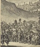 An illustration from Naukeurige beschrijvinge der Afrikaensche gewesten van Egypten, Barbaryen, Libyen, Biledulgerid, Negroslant, Guinea, Ethiopiën, Abyssinie ... : getrokken uit verscheyde hedendaegse lantbeschrijvers en geschriften van bereisde ondersoekers dier landen (1668)