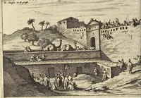 An illustration from Naukeurige beschrijvinge der Afrikaensche gewesten van Egypten, Barbaryen, Libyen, Biledulgerid, Negroslant, Guinea, Ethiopiën, Abyssinie ... : getrokken uit verscheyde hedendaegse lantbeschrijvers en geschriften van bereisde ondersoekers dier landen (1668)