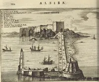 An illustration from Naukeurige beschrijvinge der Afrikaensche gewesten van Egypten, Barbaryen, Libyen, Biledulgerid, Negroslant, Guinea, Ethiopiën, Abyssinie ... : getrokken uit verscheyde hedendaegse lantbeschrijvers en geschriften van bereisde ondersoekers dier landen (1668)
