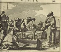 Picture 69 of 144 from Naukeurige beschrijvinge der Afrikaensche gewesten van Egypten, Barbaryen, Libyen, Biledulgerid, Negroslant, Guinea, Ethiopiën, Abyssinie ... : getrokken uit verscheyde hedendaegse lantbeschrijvers en geschriften van bereisde ondersoekers dier landen (1668), leaf 374