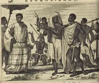 An illustration from Naukeurige beschrijvinge der Afrikaensche gewesten van Egypten, Barbaryen, Libyen, Biledulgerid, Negroslant, Guinea, Ethiopiën, Abyssinie ... : getrokken uit verscheyde hedendaegse lantbeschrijvers en geschriften van bereisde ondersoekers dier landen (1668)