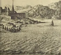 An illustration from Naukeurige beschrijvinge der Afrikaensche gewesten van Egypten, Barbaryen, Libyen, Biledulgerid, Negroslant, Guinea, Ethiopiën, Abyssinie ... : getrokken uit verscheyde hedendaegse lantbeschrijvers en geschriften van bereisde ondersoekers dier landen (1668)