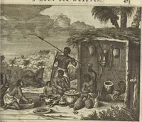 An illustration from Naukeurige beschrijvinge der Afrikaensche gewesten van Egypten, Barbaryen, Libyen, Biledulgerid, Negroslant, Guinea, Ethiopiën, Abyssinie ... : getrokken uit verscheyde hedendaegse lantbeschrijvers en geschriften van bereisde ondersoekers dier landen (1668)