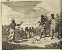 An illustration from Naukeurige beschrijvinge der Afrikaensche gewesten van Egypten, Barbaryen, Libyen, Biledulgerid, Negroslant, Guinea, Ethiopiën, Abyssinie ... : getrokken uit verscheyde hedendaegse lantbeschrijvers en geschriften van bereisde ondersoekers dier landen (1668)