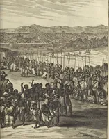 An illustration from Naukeurige beschrijvinge der Afrikaensche gewesten van Egypten, Barbaryen, Libyen, Biledulgerid, Negroslant, Guinea, Ethiopiën, Abyssinie ... : getrokken uit verscheyde hedendaegse lantbeschrijvers en geschriften van bereisde ondersoekers dier landen (1668)
