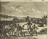 Picture 117 of 144 from Naukeurige beschrijvinge der Afrikaensche gewesten van Egypten, Barbaryen, Libyen, Biledulgerid, Negroslant, Guinea, Ethiopiën, Abyssinie ... : getrokken uit verscheyde hedendaegse lantbeschrijvers en geschriften van bereisde ondersoekers dier landen (1668), leaf 718