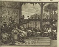 An illustration from Naukeurige beschrijvinge der Afrikaensche gewesten van Egypten, Barbaryen, Libyen, Biledulgerid, Negroslant, Guinea, Ethiopiën, Abyssinie ... : getrokken uit verscheyde hedendaegse lantbeschrijvers en geschriften van bereisde ondersoekers dier landen (1668)