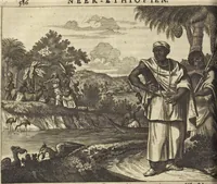 An illustration from Naukeurige beschrijvinge der Afrikaensche gewesten van Egypten, Barbaryen, Libyen, Biledulgerid, Negroslant, Guinea, Ethiopiën, Abyssinie ... : getrokken uit verscheyde hedendaegse lantbeschrijvers en geschriften van bereisde ondersoekers dier landen (1668)