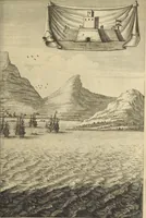 An illustration from Naukeurige beschrijvinge der Afrikaensche gewesten van Egypten, Barbaryen, Libyen, Biledulgerid, Negroslant, Guinea, Ethiopiën, Abyssinie ... : getrokken uit verscheyde hedendaegse lantbeschrijvers en geschriften van bereisde ondersoekers dier landen (1668)