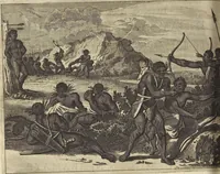 An illustration from Naukeurige beschrijvinge der Afrikaensche gewesten van Egypten, Barbaryen, Libyen, Biledulgerid, Negroslant, Guinea, Ethiopiën, Abyssinie ... : getrokken uit verscheyde hedendaegse lantbeschrijvers en geschriften van bereisde ondersoekers dier landen (1668)