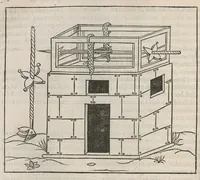 An illustration from En tibi lector Robertvm Valtvrivm, ad illvstrem heroa Sigismvndum Pandulphum Malatestam Ariminensium regem, De re militari libris XII : multò emaculatius, ac picturis, quae plurimae in eo sunt, elegantioribus expressum, quam cum Veronae inter initia artis chalcographicae anno M.cccclxxxiii. inuulgaretur (1532)
