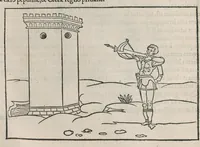 An illustration from En tibi lector Robertvm Valtvrivm, ad illvstrem heroa Sigismvndum Pandulphum Malatestam Ariminensium regem, De re militari libris XII : multò emaculatius, ac picturis, quae plurimae in eo sunt, elegantioribus expressum, quam cum Veronae inter initia artis chalcographicae anno M.cccclxxxiii. inuulgaretur (1532)