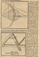 An illustration from Gnomonice Andreae Schoneri Noribergensis, hoc est, De descriptionibvs horologiorvm sciotericorvm omnis generis, proiectionibus circulorum sphaericorum ad superficies, cum planas, tum conuexas concauasq[ue], sphaericas, cylindricas, ac conicas, item delineationibus quadrantum, annulorum, &c. libri tres (1562)