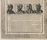 An illustration from Chronologie et sommaire des sovverains, pontifes, anciens peres, empereurs, roys, princes, & hommes illustres, des le commencement du monde iusques à l'an de grace mil six cents vingt-deux (1627)